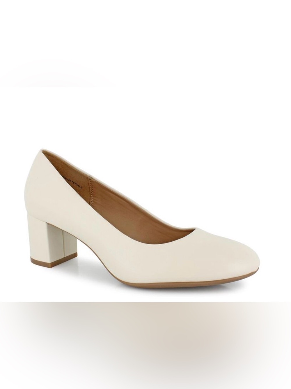 AEROSOLES Ebril Cream Leather Block Heel Pump